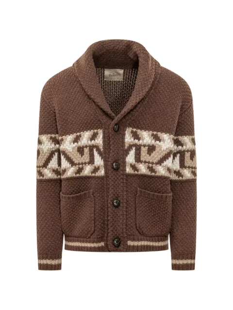 RAKKI jacquard-knit shawl-collar cardigan