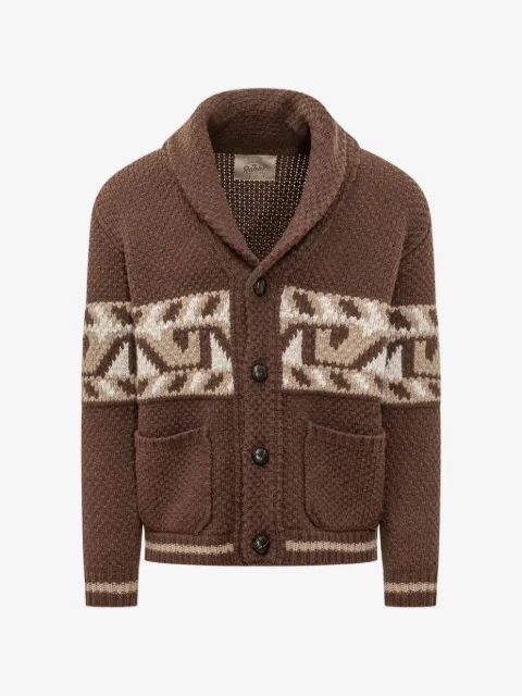 RAKKI jacquard-knit shawl-collar cardigan