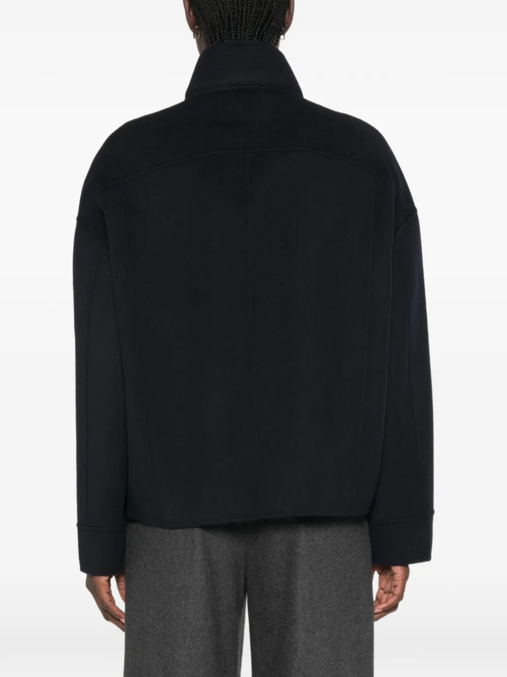 Max Mara Jack met hoge hals en dubbele rij knopen Blauw