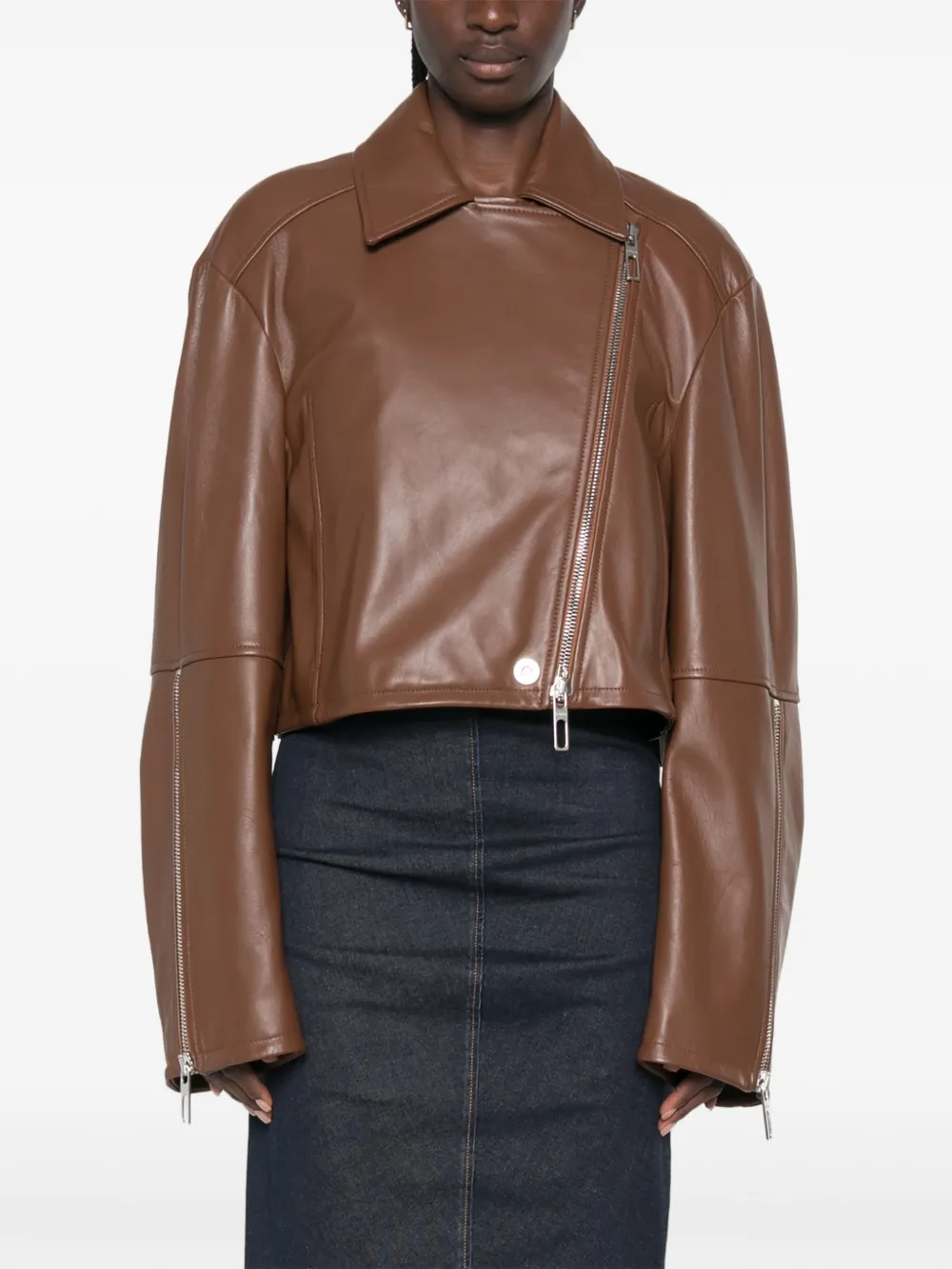 Sportmax Leren jack Bruin
