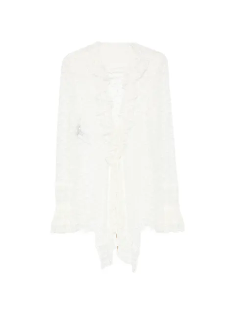 Alberta Ferretti blusa con ribete de encaje y volantes