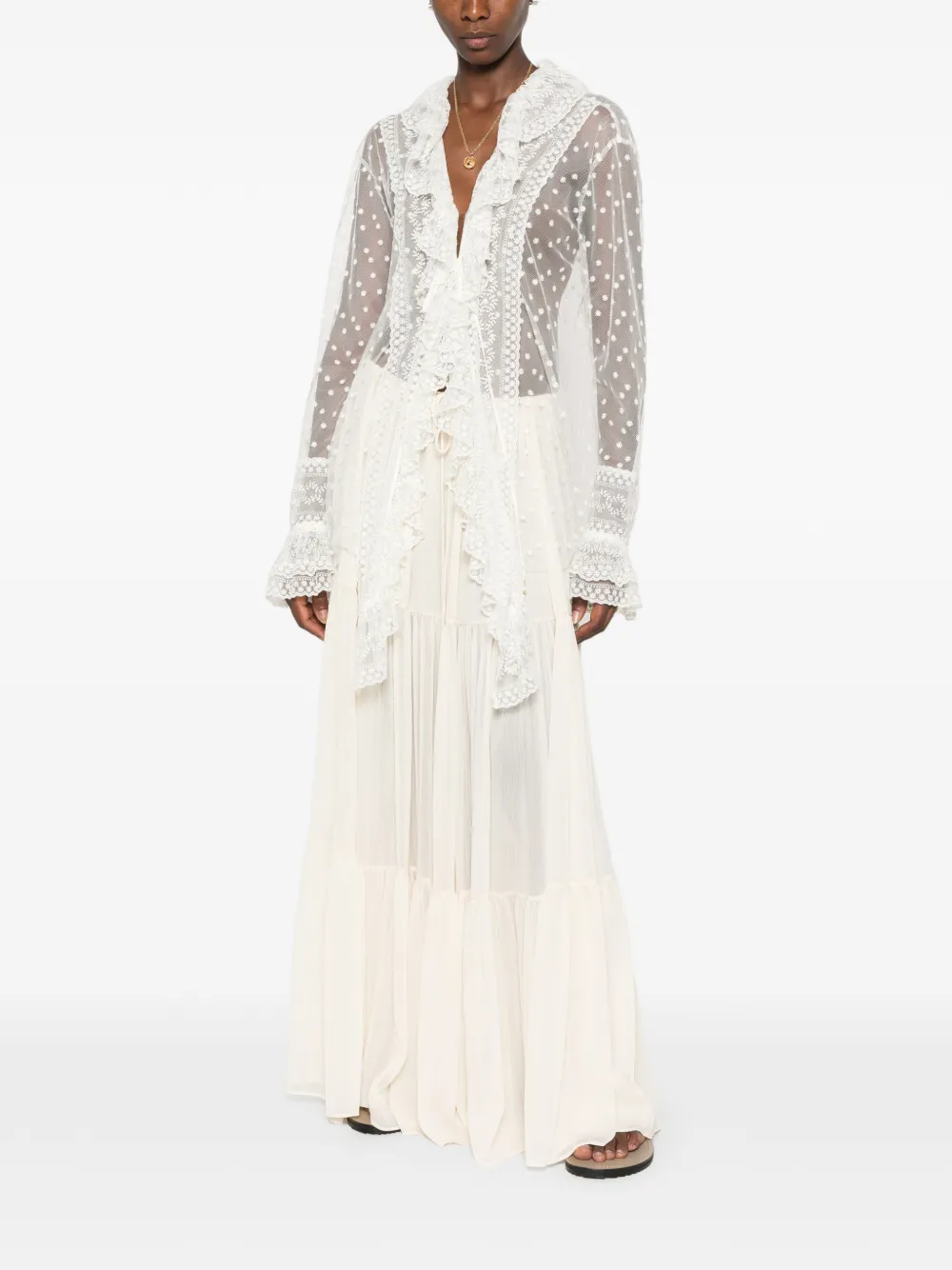 Alberta Ferretti Blouse met kant Wit