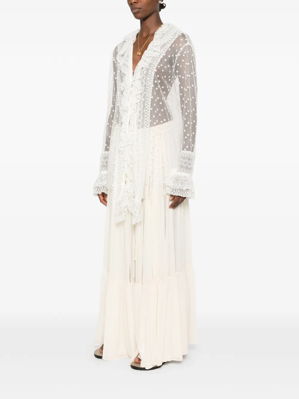 Alberta Ferretti Blouse met kant Wit