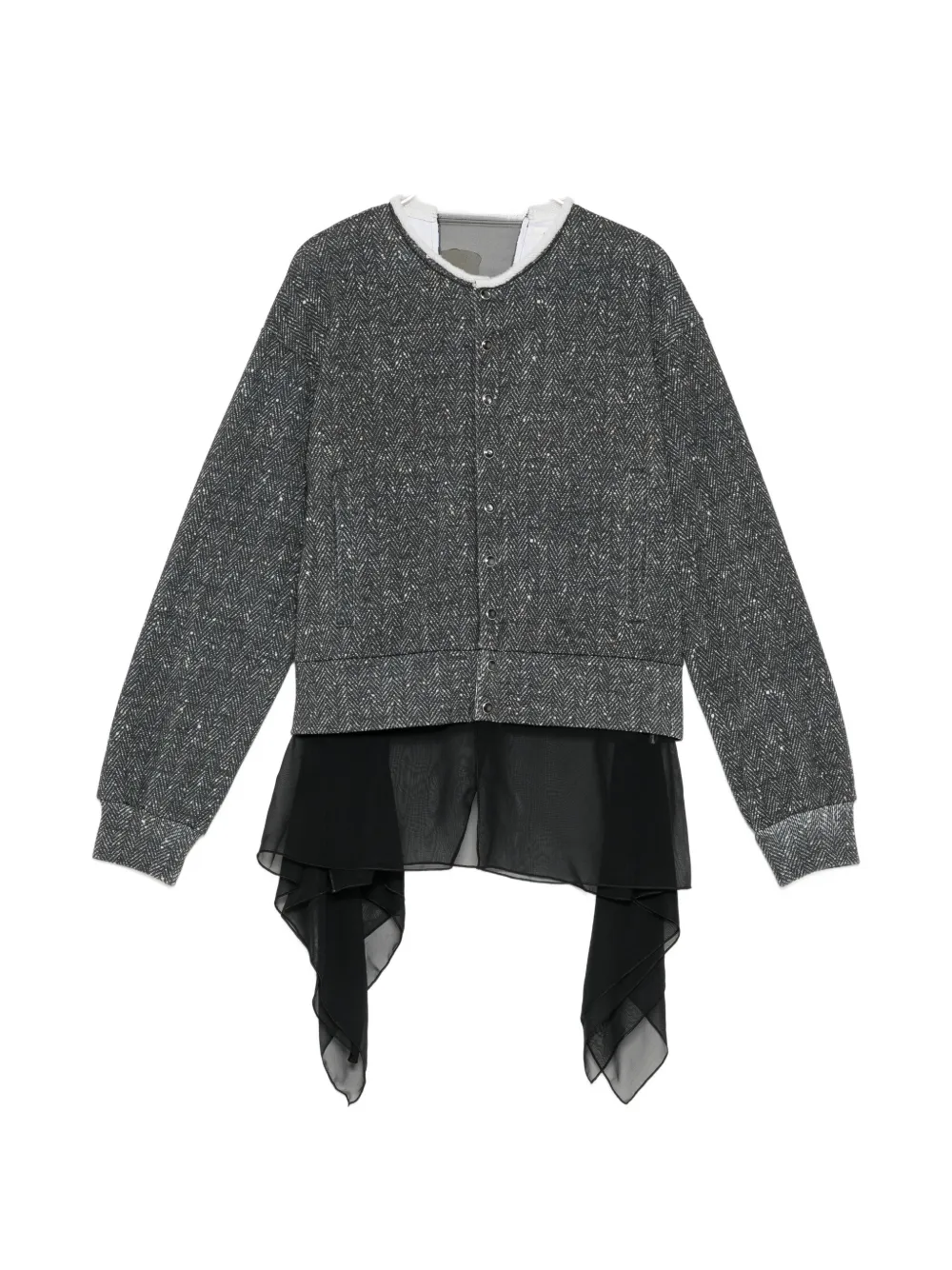 Undercover herringbone-pattern layered cardigan - Grau
