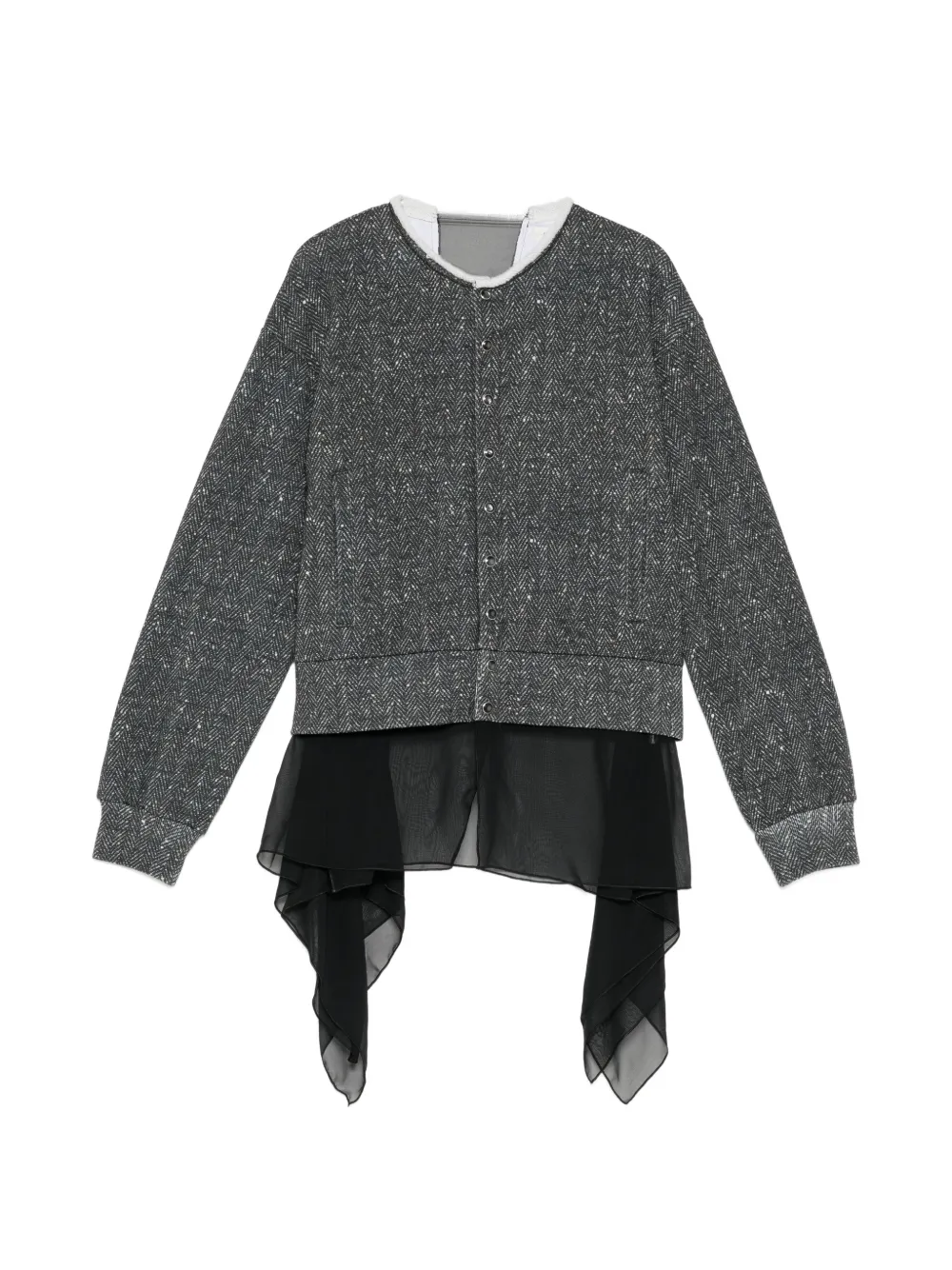 Undercover herringbone-pattern layered cardigan - Grigio