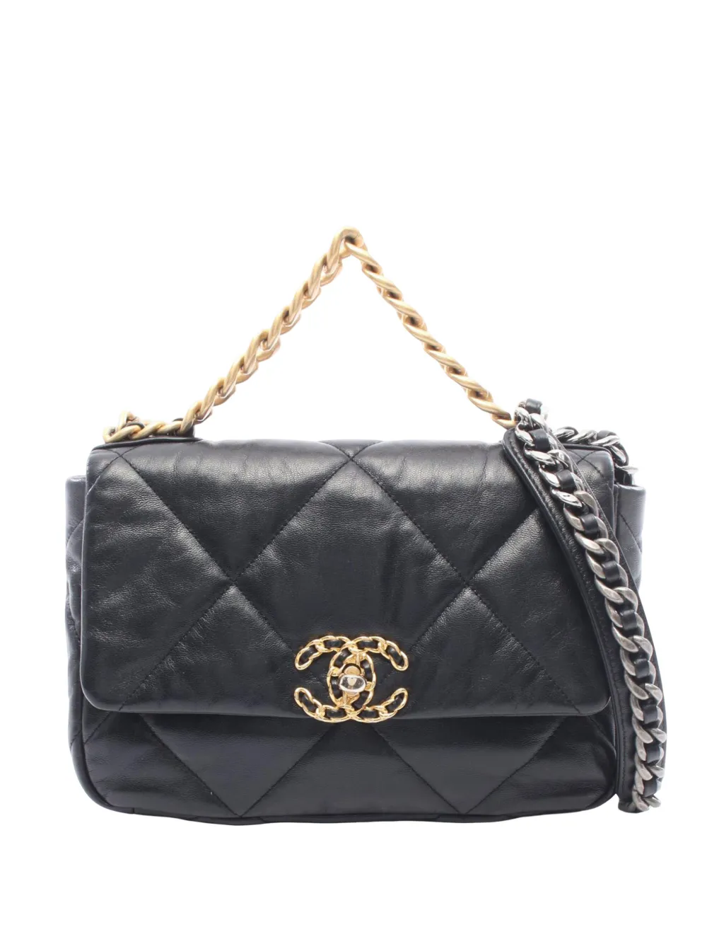 CHANEL Pre-Owned 2019 Medium Lambskin 19 Flap satchel - Nero