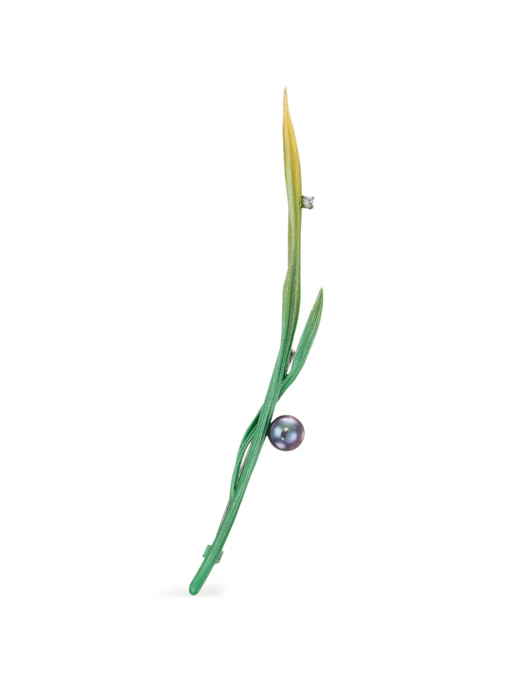 Anabela Chan Blades of Grass Brosche mit Perlen - Grün