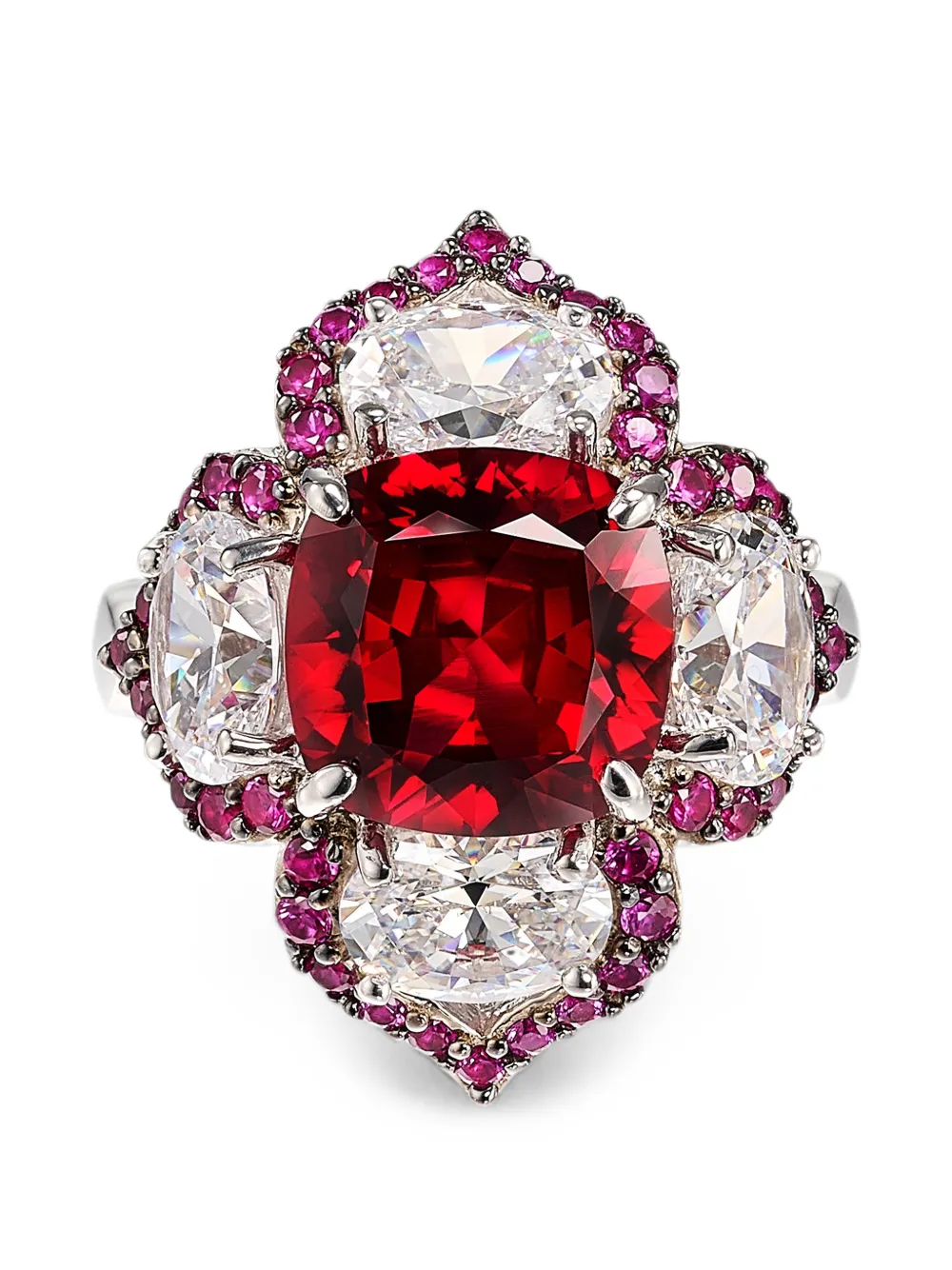 Anabela Chan Anello Lotus con rubino - Argento