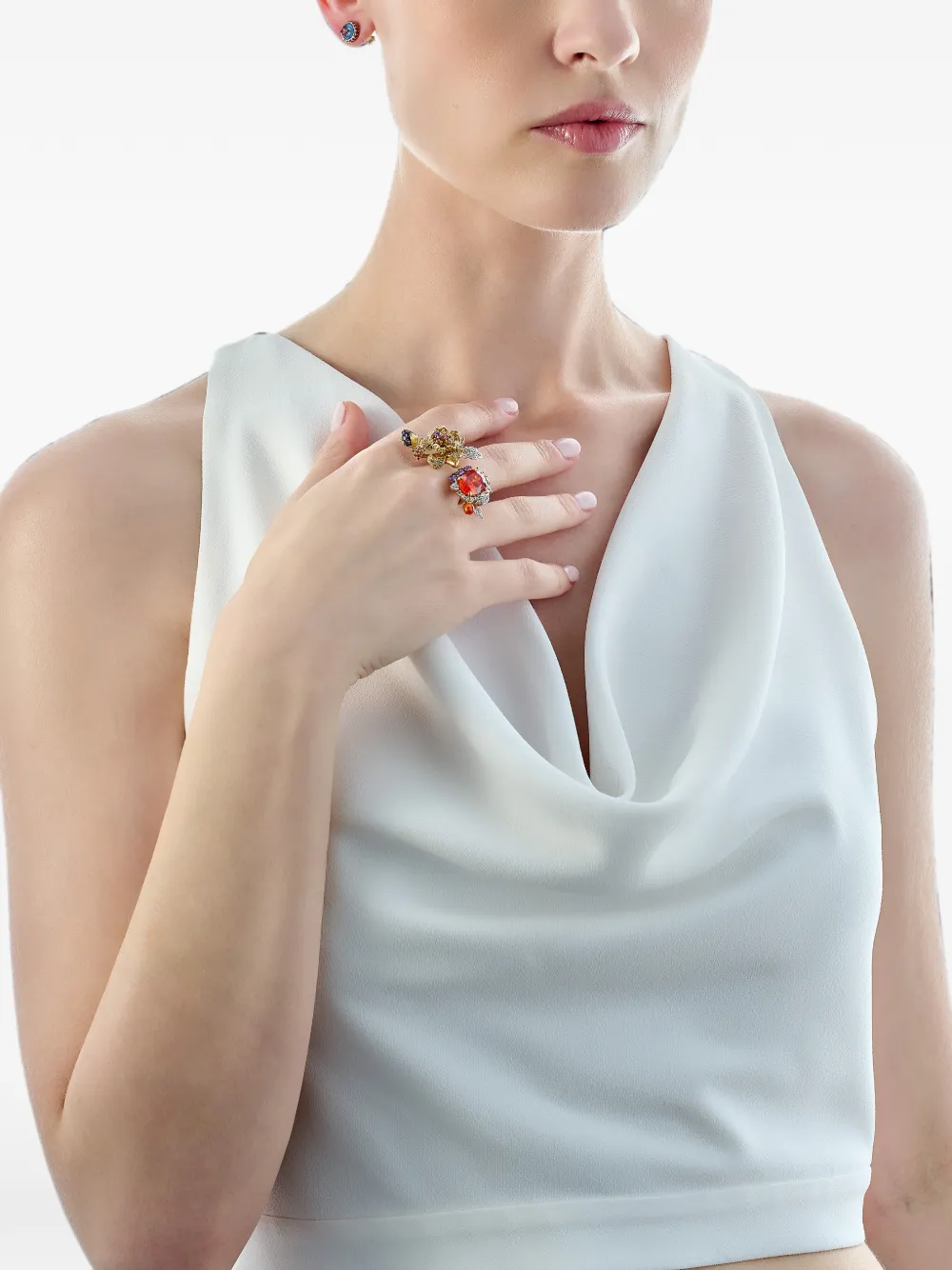 Anabela Chan Sunset Elixir Sapphire And Enamel Earrings In Gold