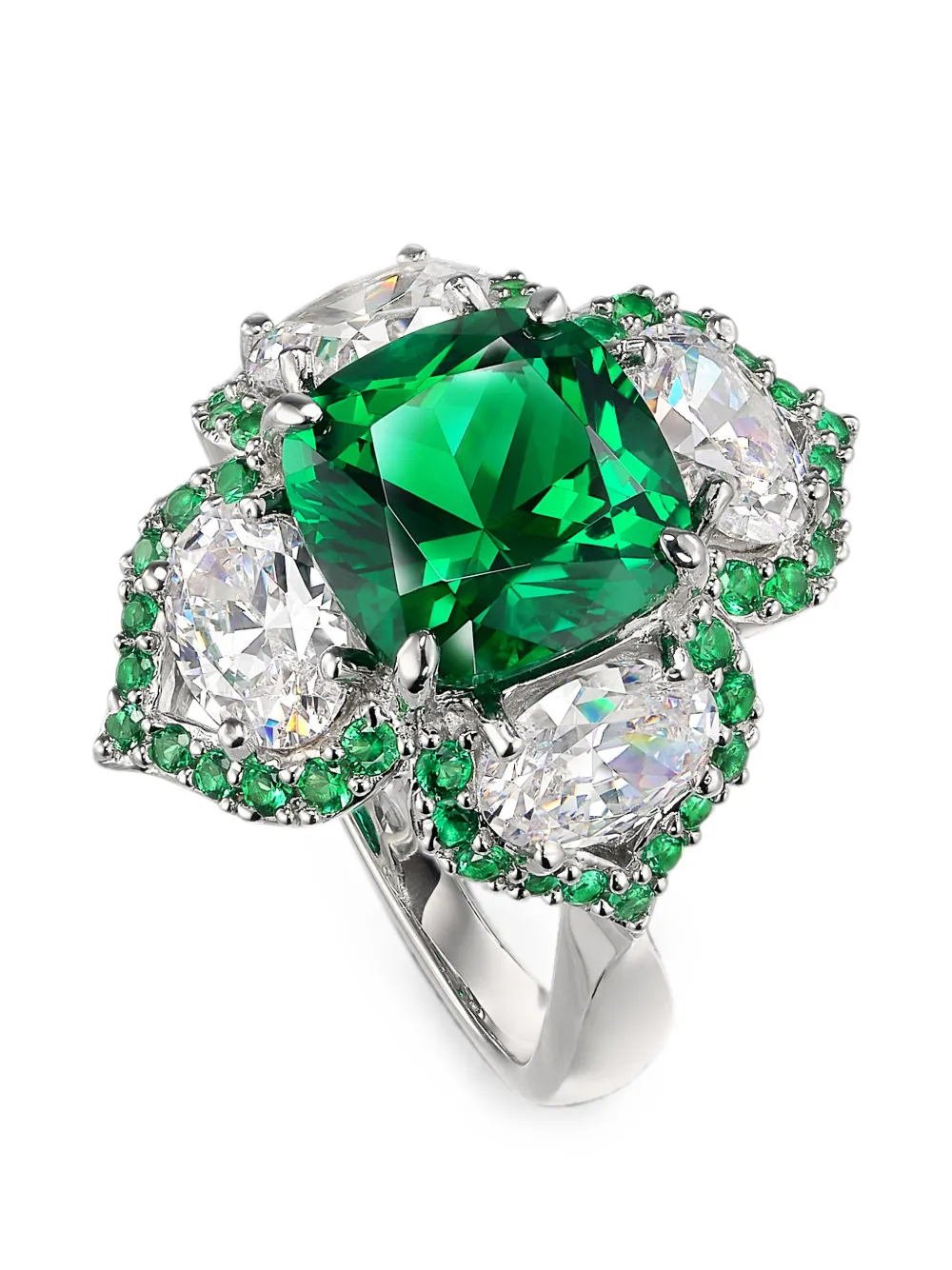 Anabela Chan Lotus Ring mit Smaragd - Silber