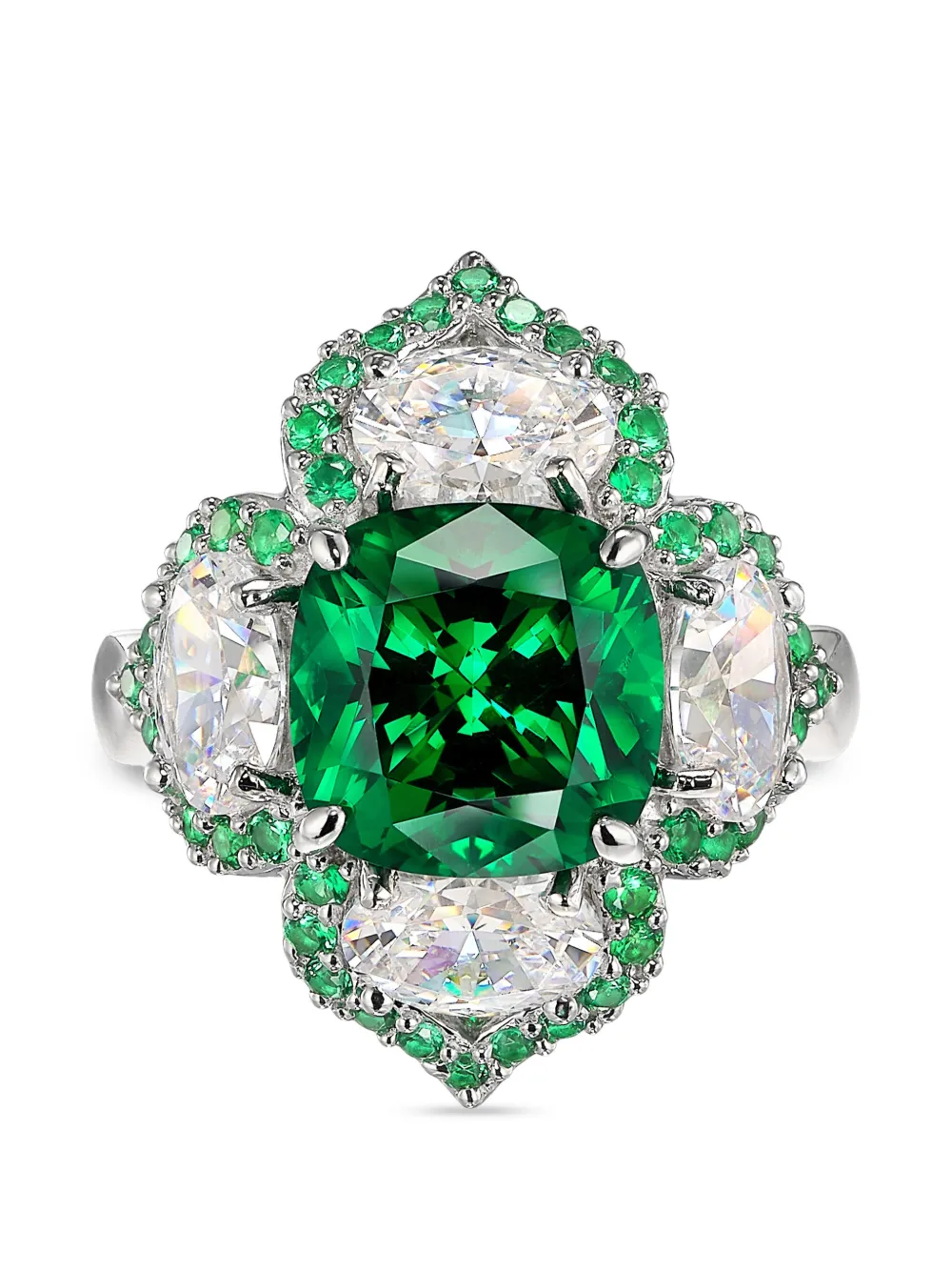 Anabela Chan Anello Lotus con smeraldo - Argento