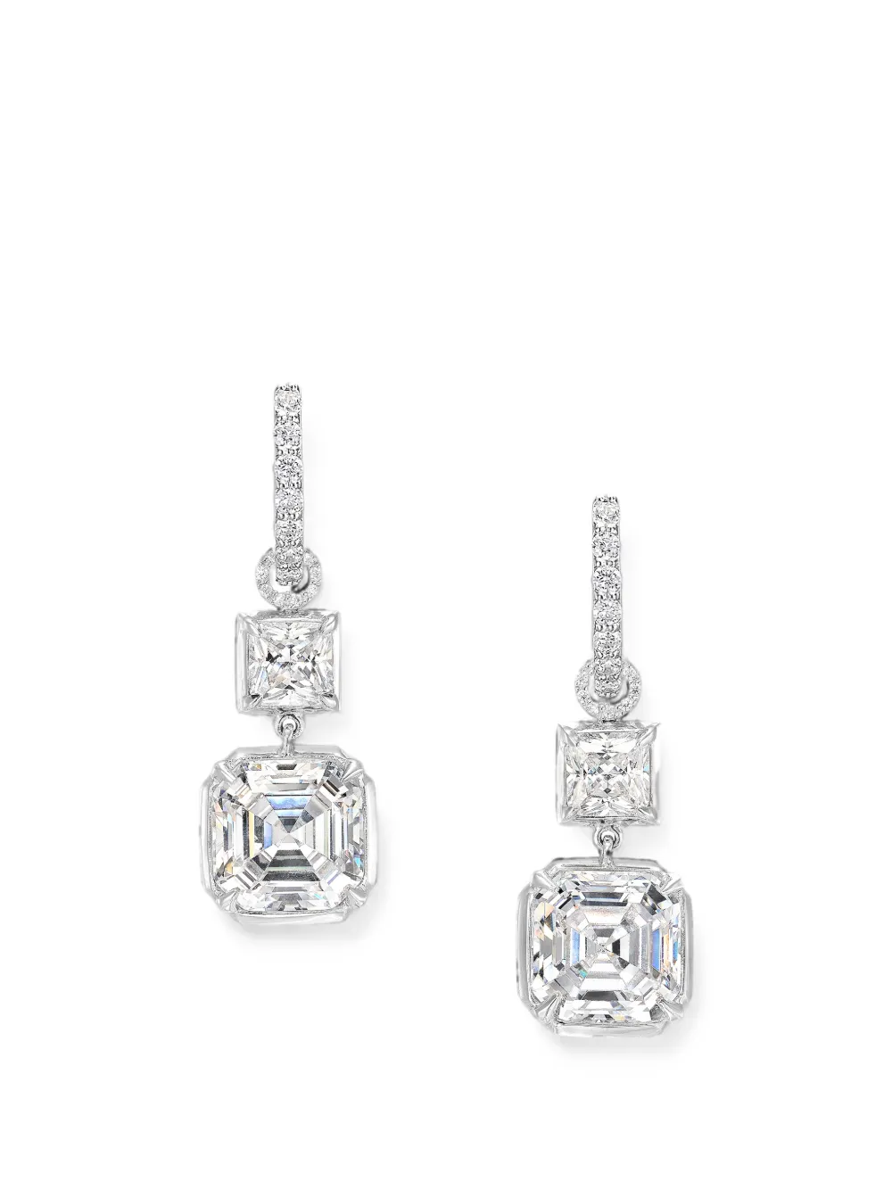 Anabela Chan Asscher Creolen mit Diamantanhänger - Silber