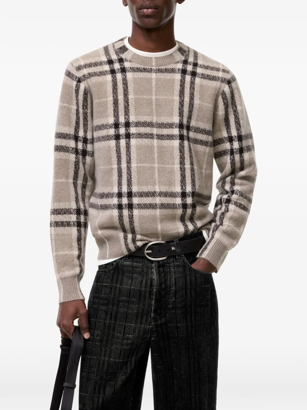 Burberry Geruite kasjmier trui Beige