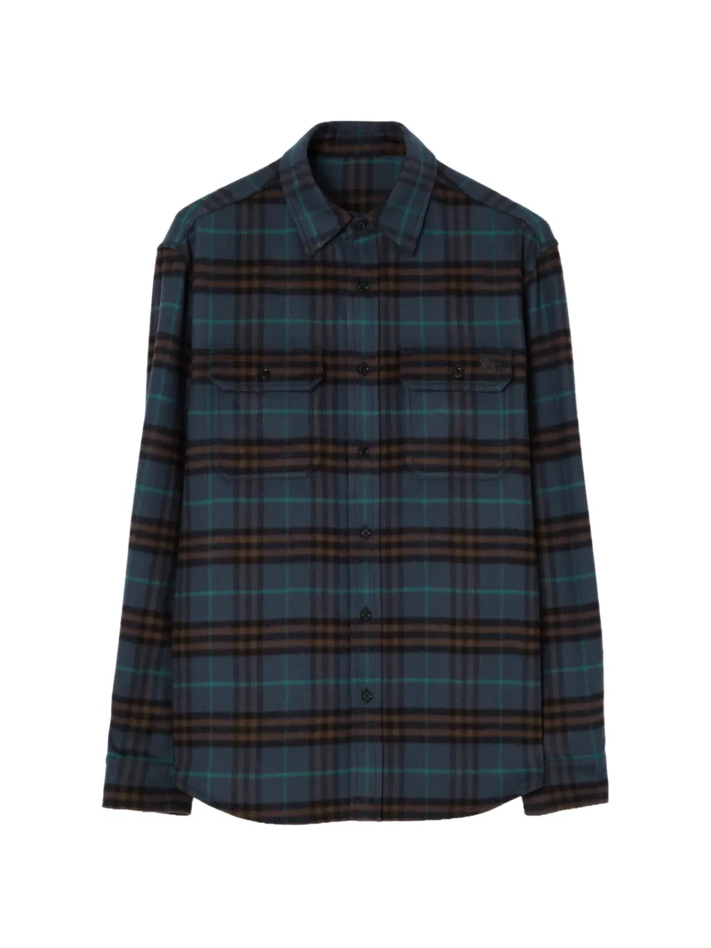 Burberry Giacca-camicia in flanella di lana Check - Blu