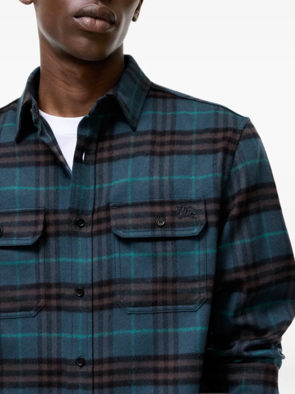 Burberry Geruit wollen flanellen shirtjack Blauw