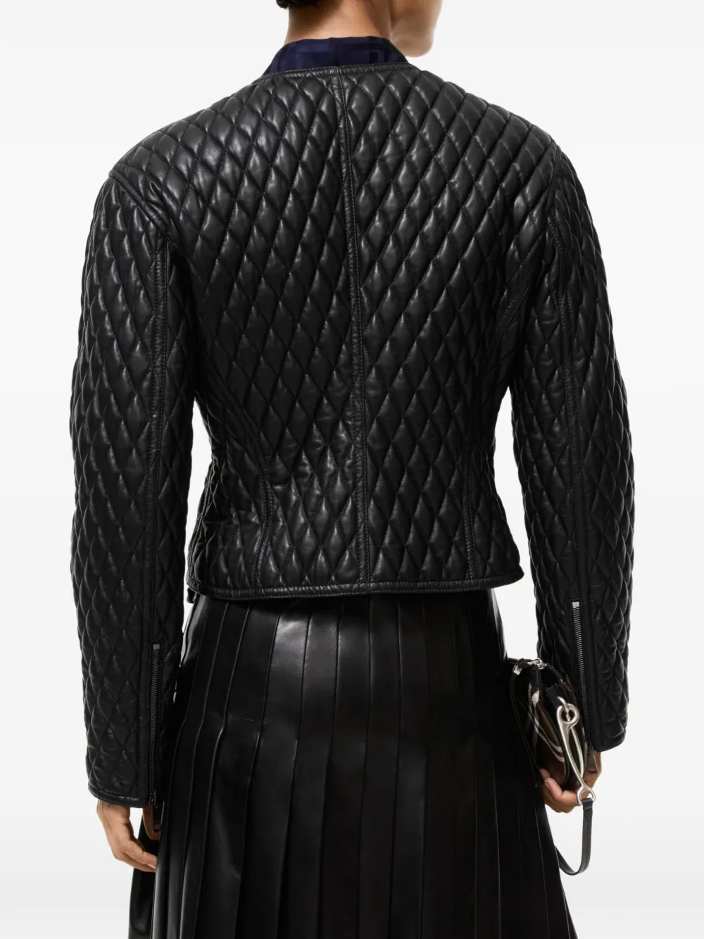 Burberry Laverley cropped leren jack Zwart
