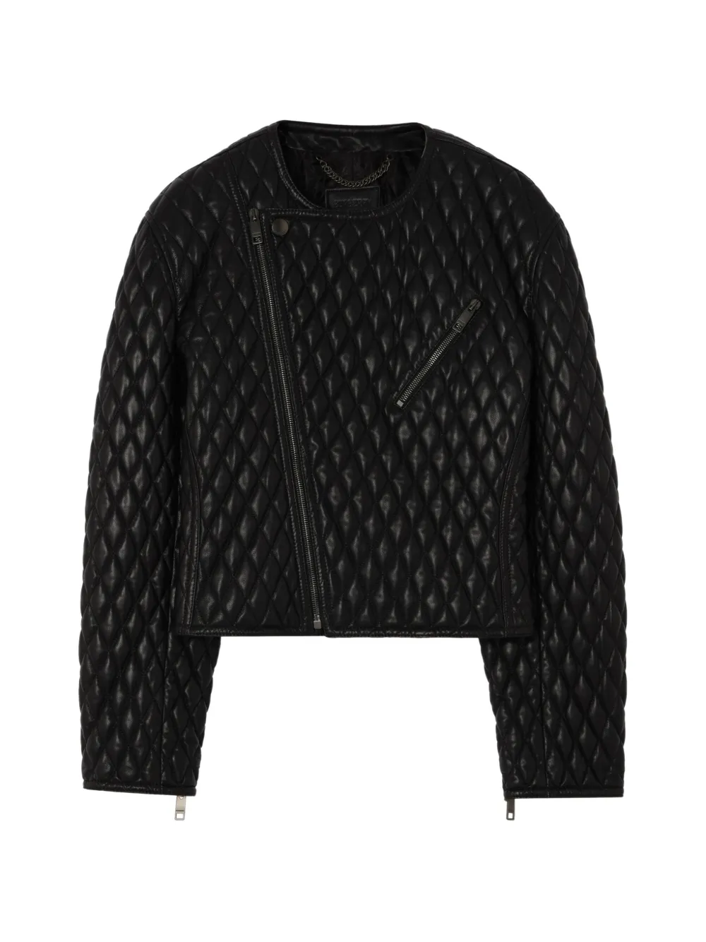 Burberry cropped leather Laverley jacket - Nero