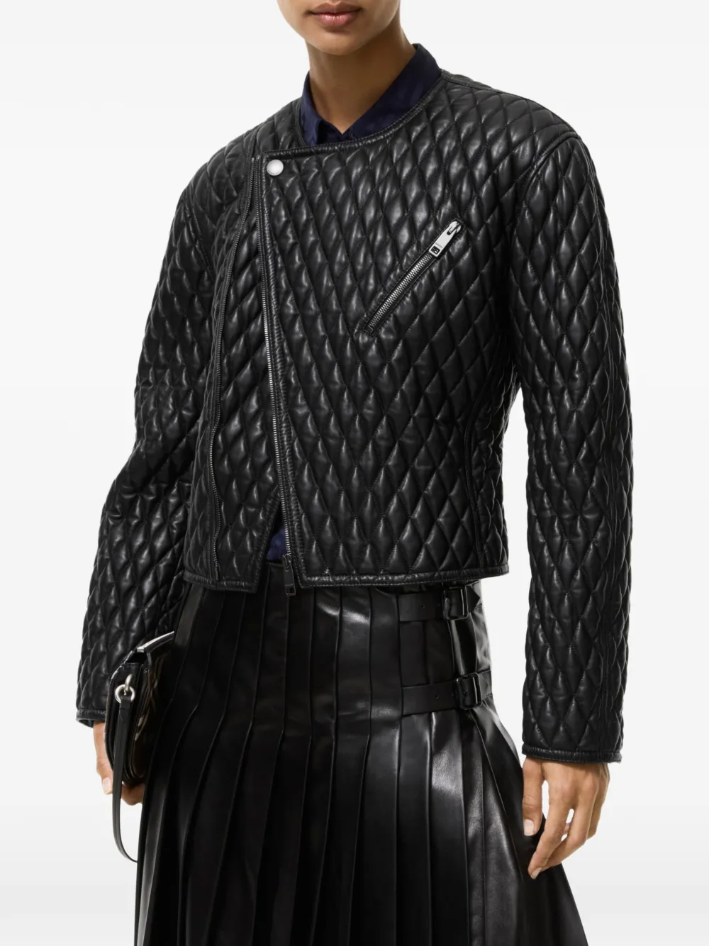 Burberry Laverley cropped leren jack Zwart