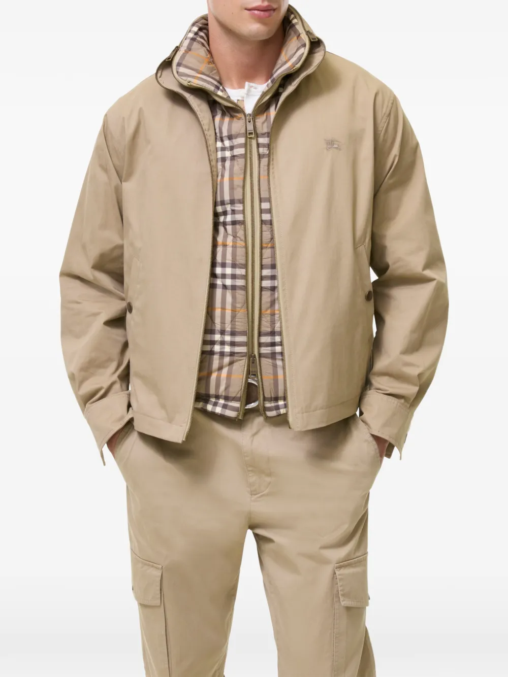Burberry Katoenen twill jack met warmer Beige