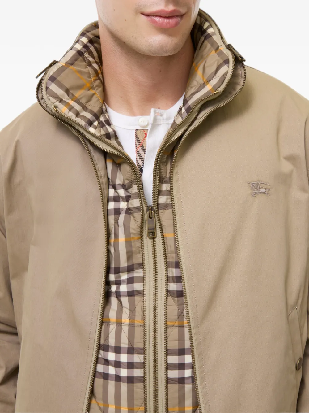 Burberry Katoenen twill jack met warmer Beige