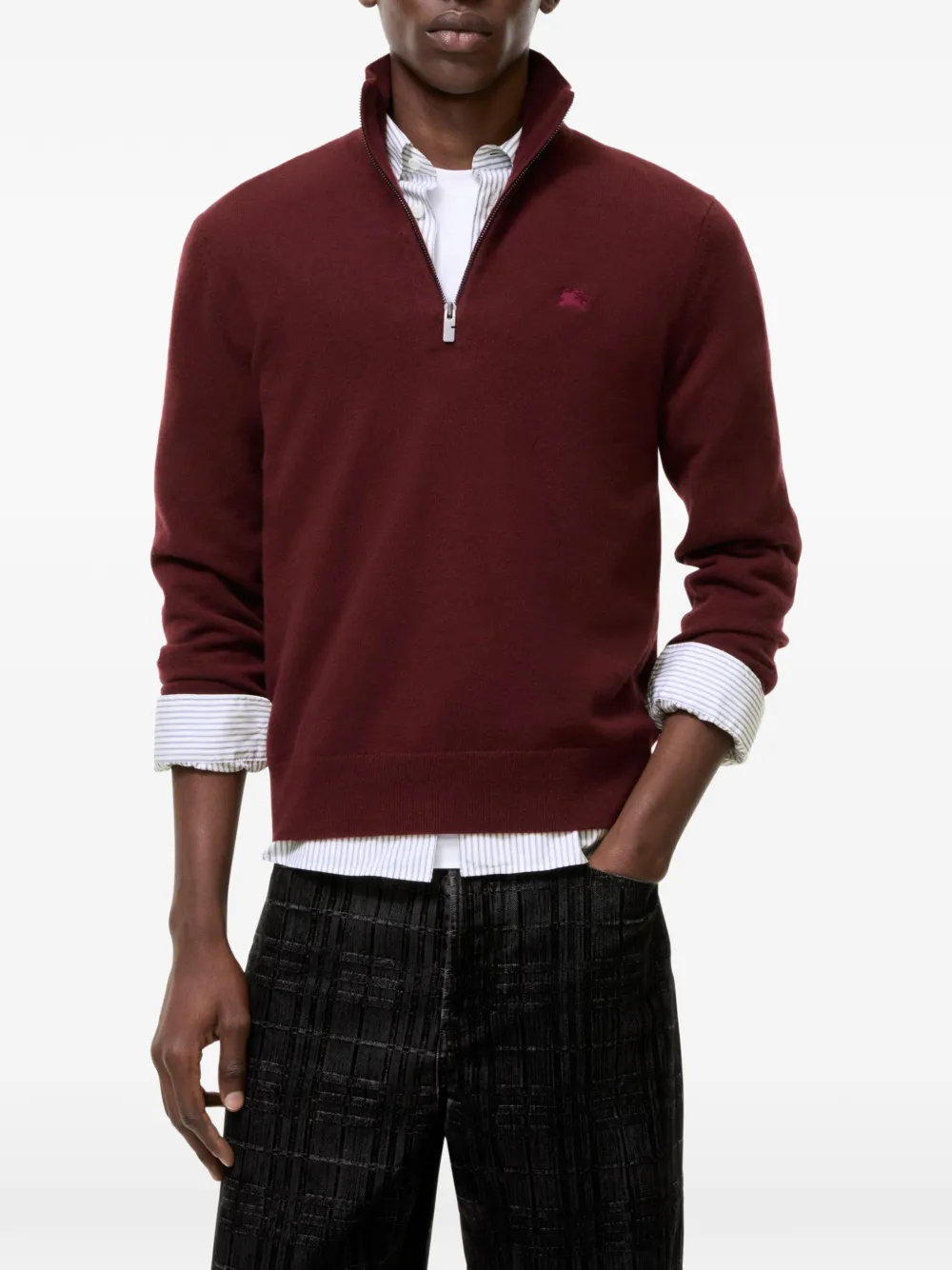 Burberry Trui van kasjmierblend met halve rits Rood