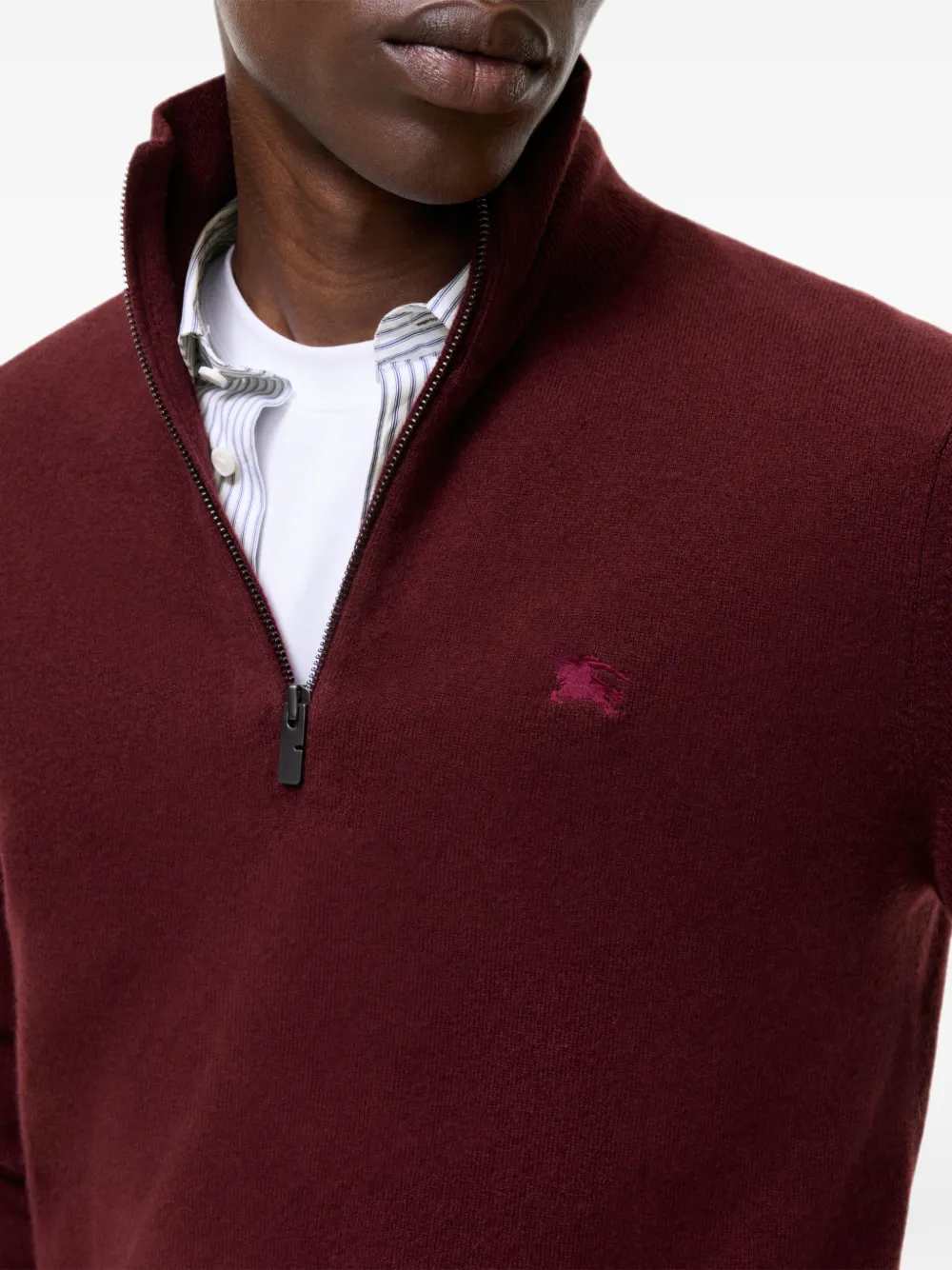 Burberry Trui van kasjmierblend met halve rits Rood