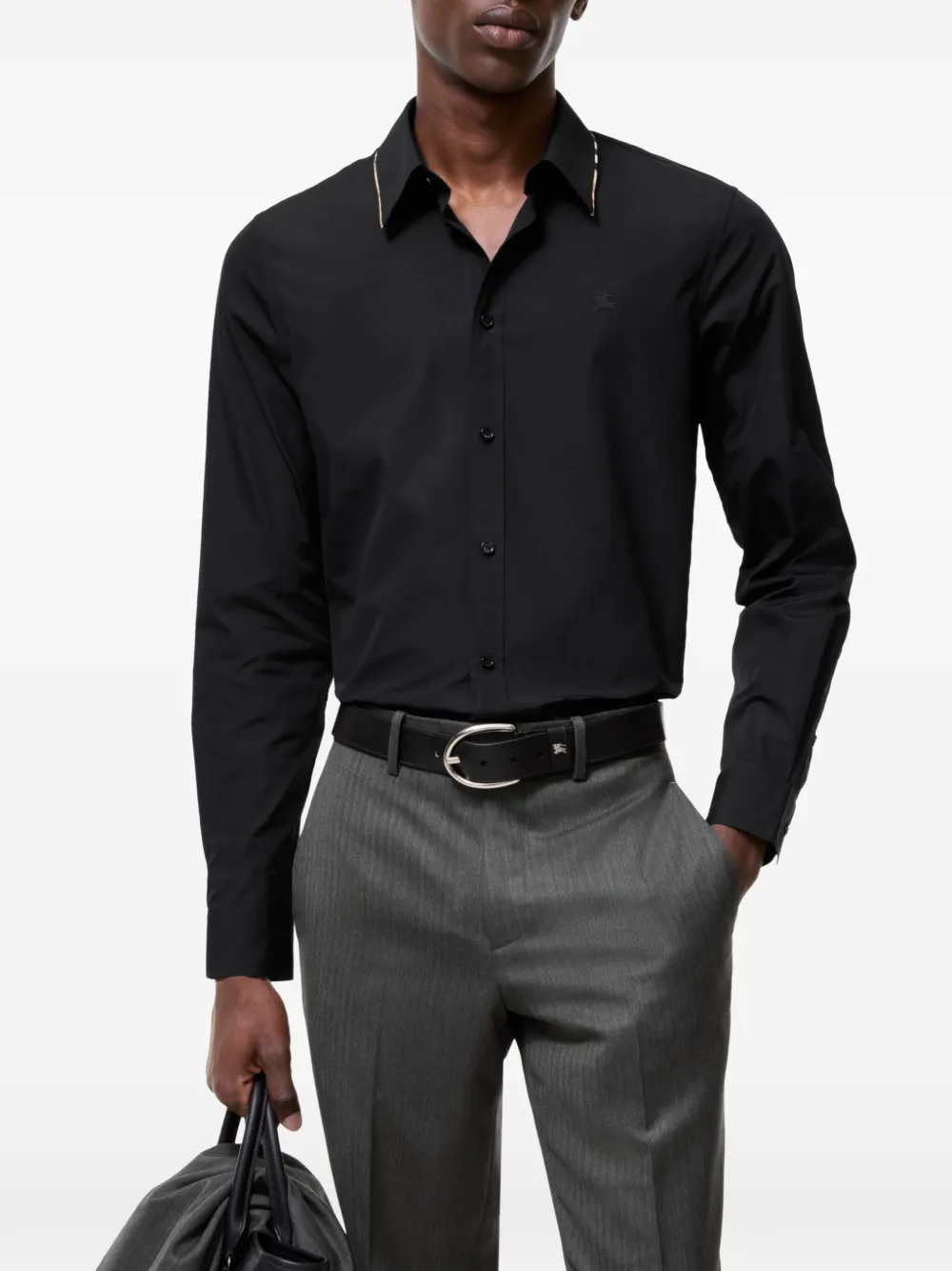Burberry Classic-fit katoenen popeline overhemd Zwart