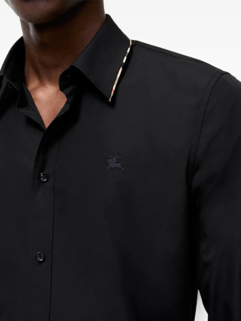 Burberry Classic-fit katoenen popeline overhemd Zwart