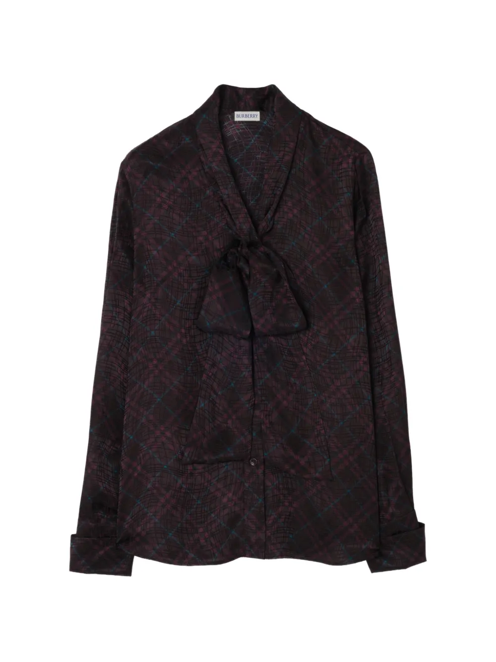 Burberry Blusa in seta Check con inserto foulard - Viola