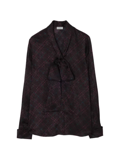 Burberry Check Silk Blend Scarf Blouse