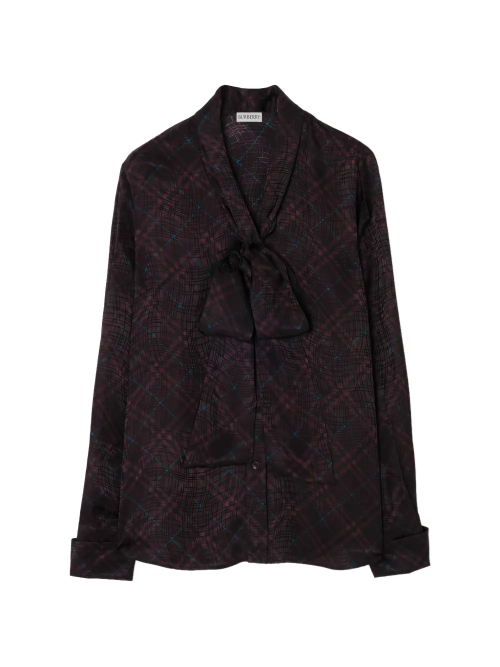 Burberry Geruite blouse met sjaal van zijdeblend Paars