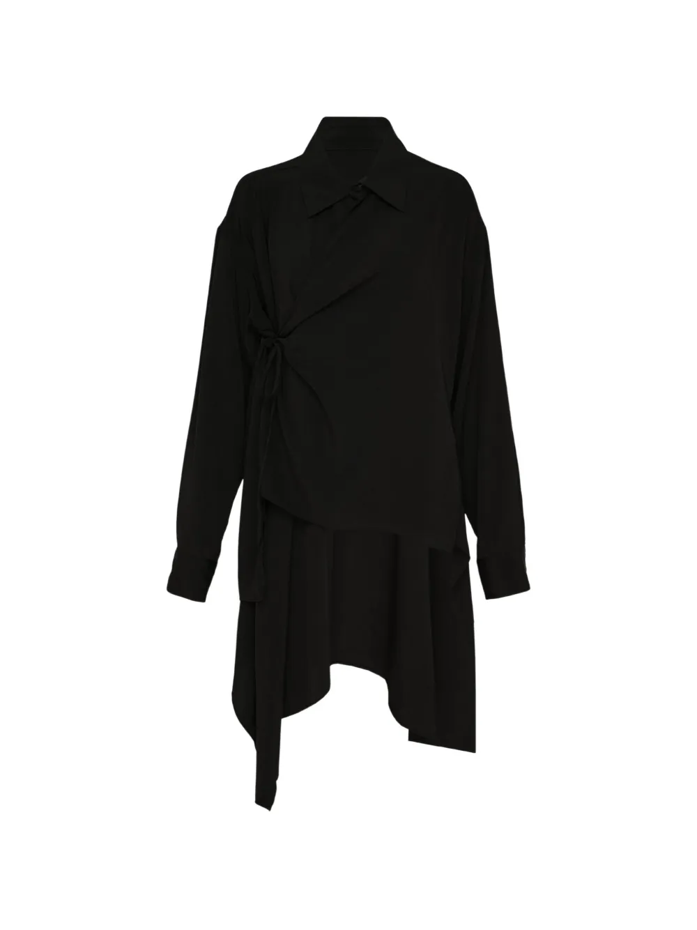 Yohji Yamamoto asymmetric tie-fastening blouse - Nero