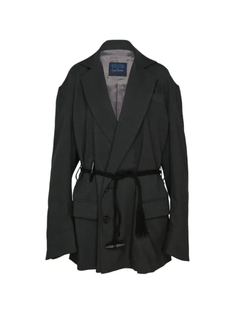 Yohji Yamamoto blazer con cierre de trenca y cinturón de cuerda