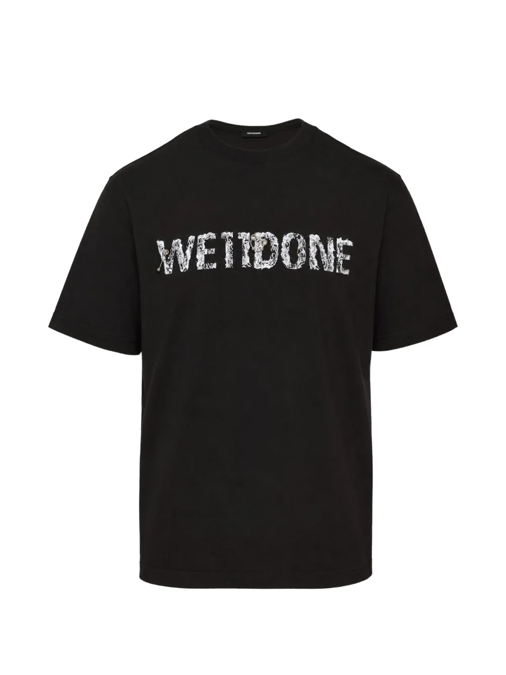 We11 Done Black Lace Pattern Logo Tee In Black