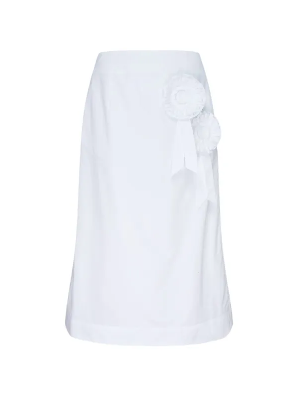 Simone Rocha Rosette-embellished A-line Midi Skirt in White