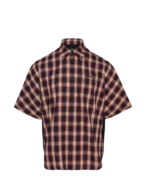 We11done Red Dolmancheck-pattern panelled shirt