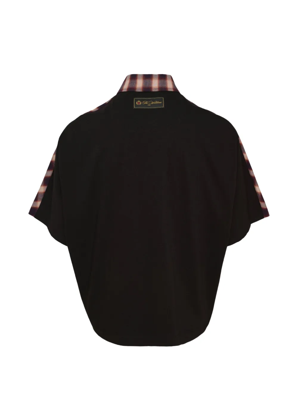 We11done Red Dolmancheck-pattern panelled shirt Zwart