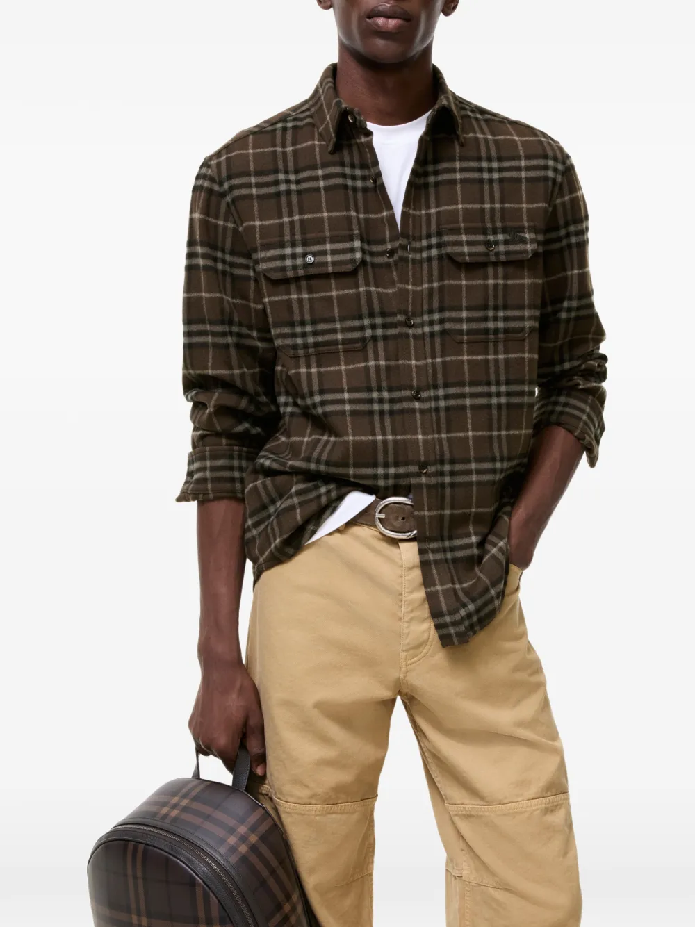 Burberry Geruit wollen flanellen shirtjack Bruin