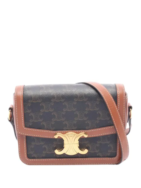 Celine Pre-Owned 2000-2026 Teen Triomphe Coated Canvas and Calfskin Triomphe crossbody bag
