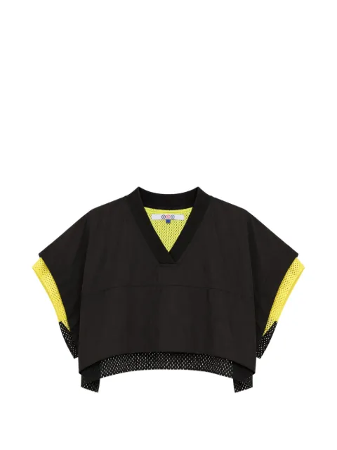 Ordinary Couture Code mesh-layered V-neck T-shirt