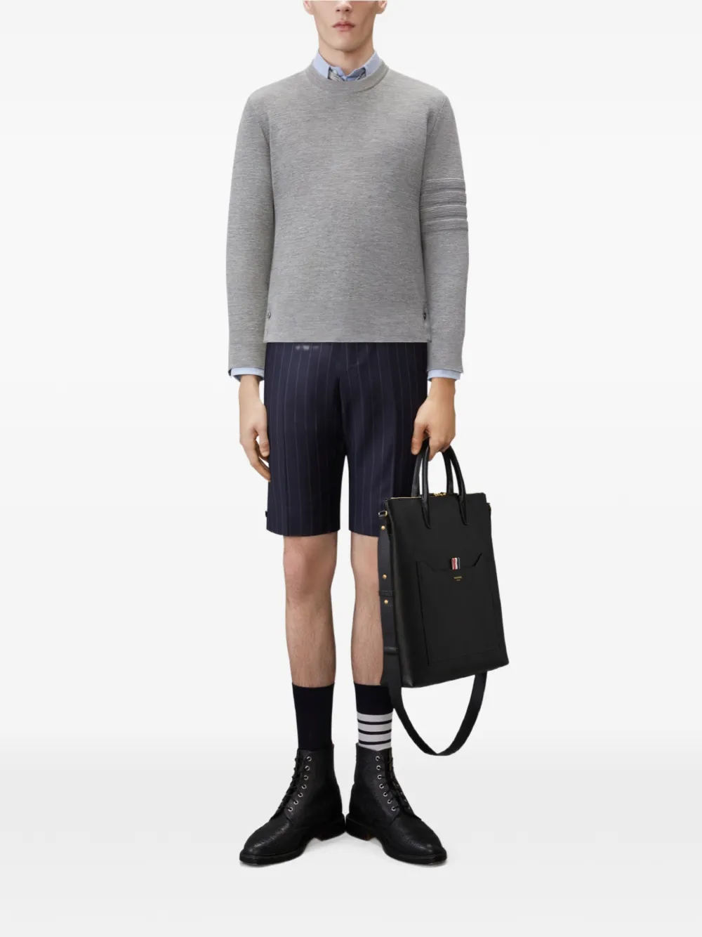 Thom Browne Ottoman Milano Stitch 4-Bar pullover Grijs