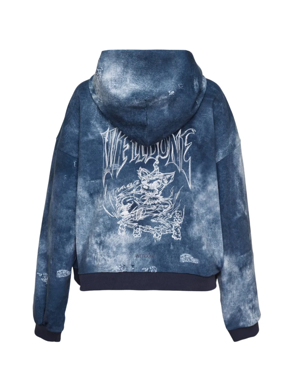 We11done Trompe L'Oeil hoodie met gebleekt effect en grafische print Blauw