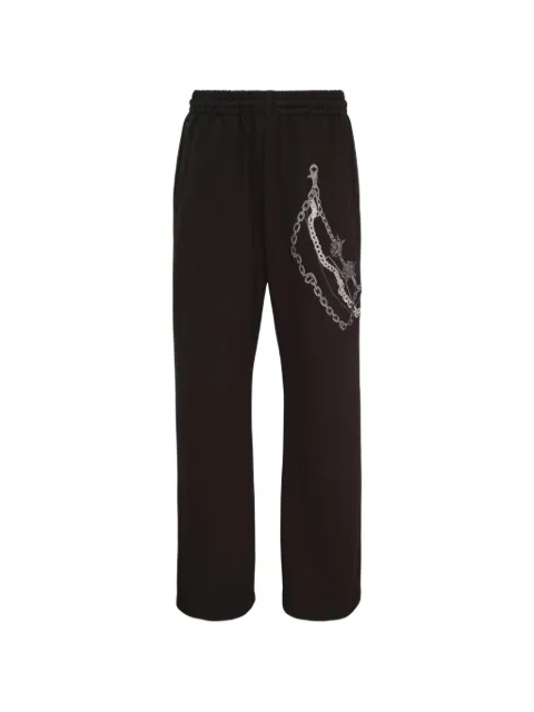 We11done Trompe-l'oeil chain-print track pants