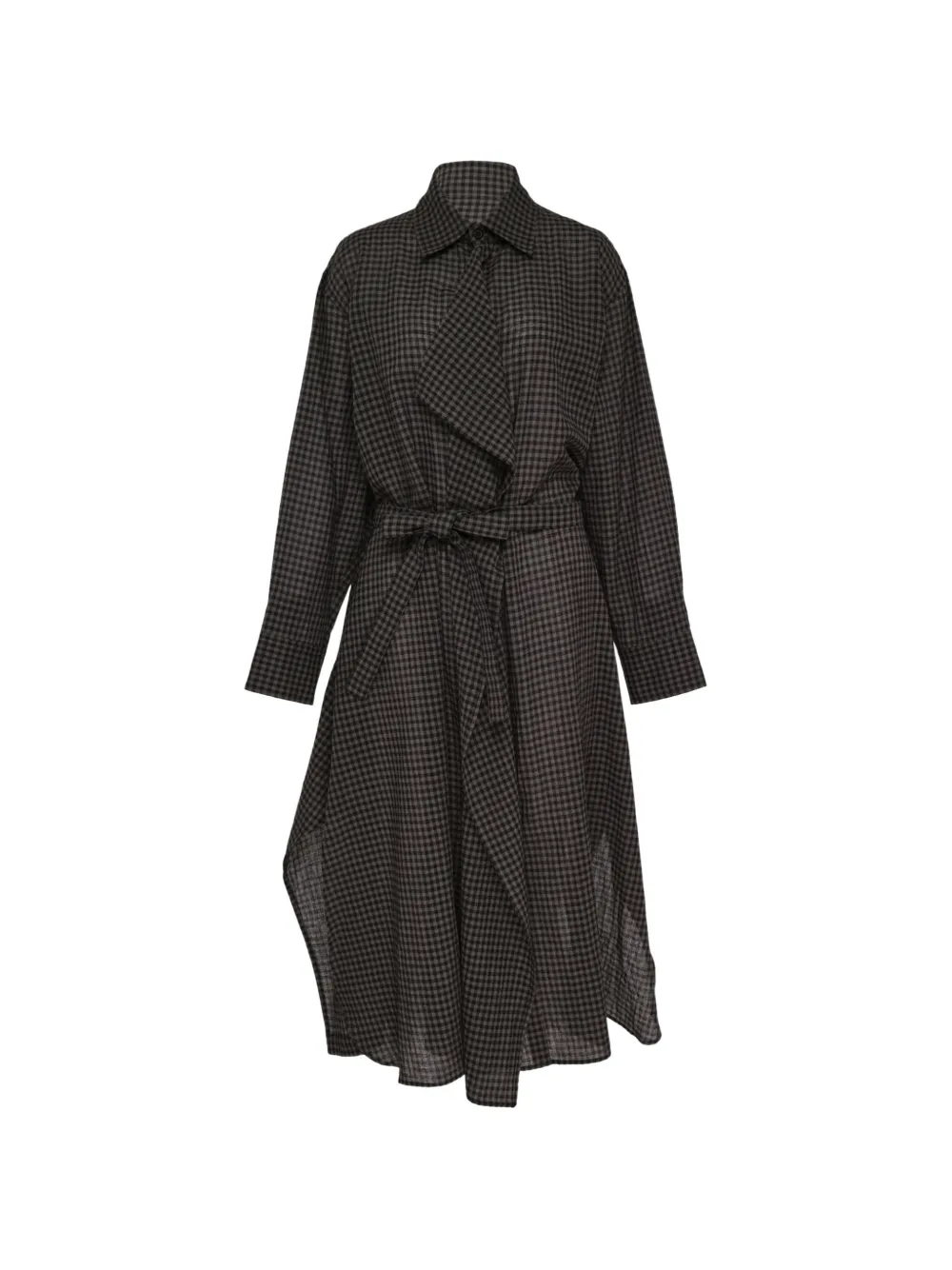 Yohji Yamamoto Chemisier lungo a quadretti - Nero