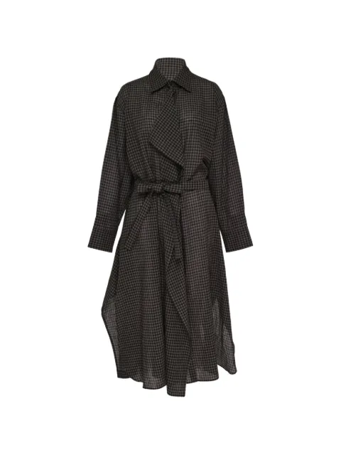 Yohji Yamamoto Maxi-Hemdkleid mit Vichy-Karo und Gürtel