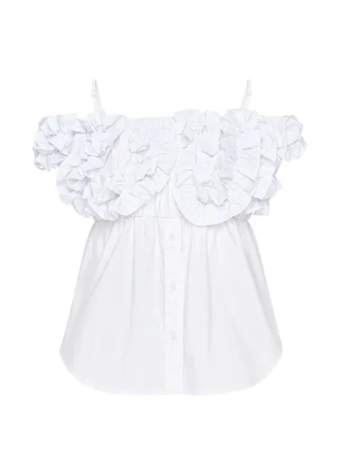 pushBUTTON ruffled off-shoulder top