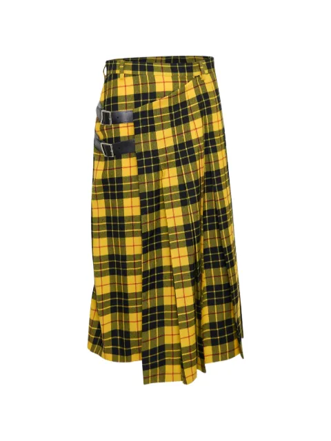 Undercover check-print buckled skirt
