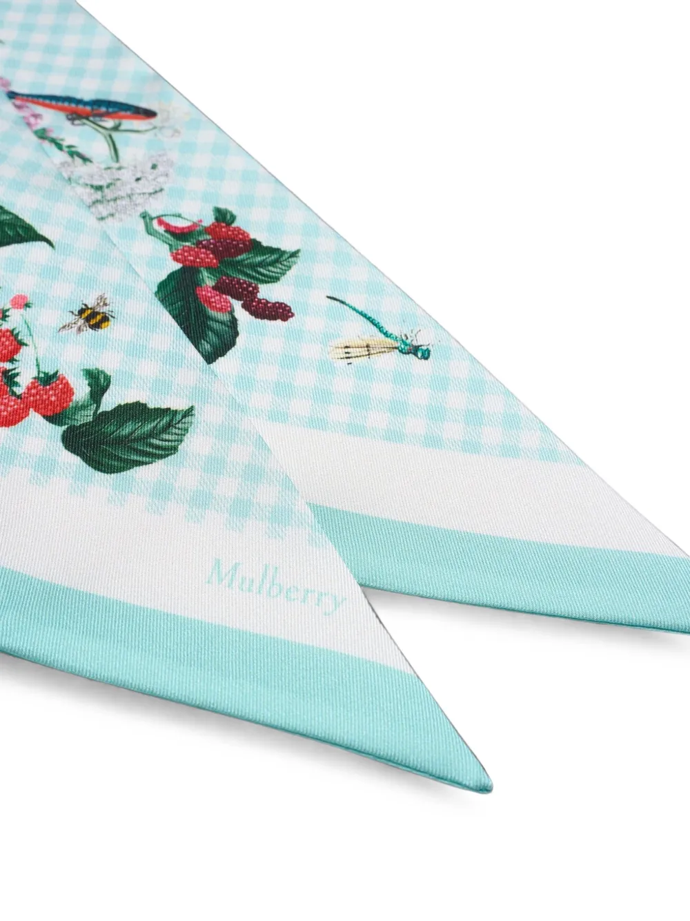 Mulberry Sjaal met gingham-print en bloemenprint Blauw