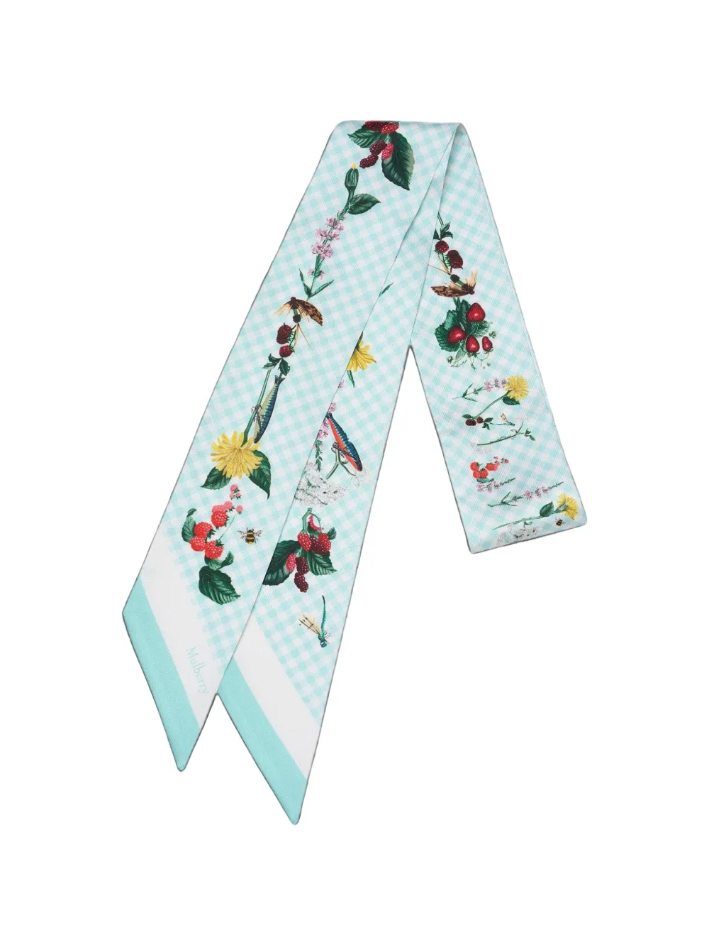 Mulberry Sjaal met gingham-print en bloemenprint Blauw