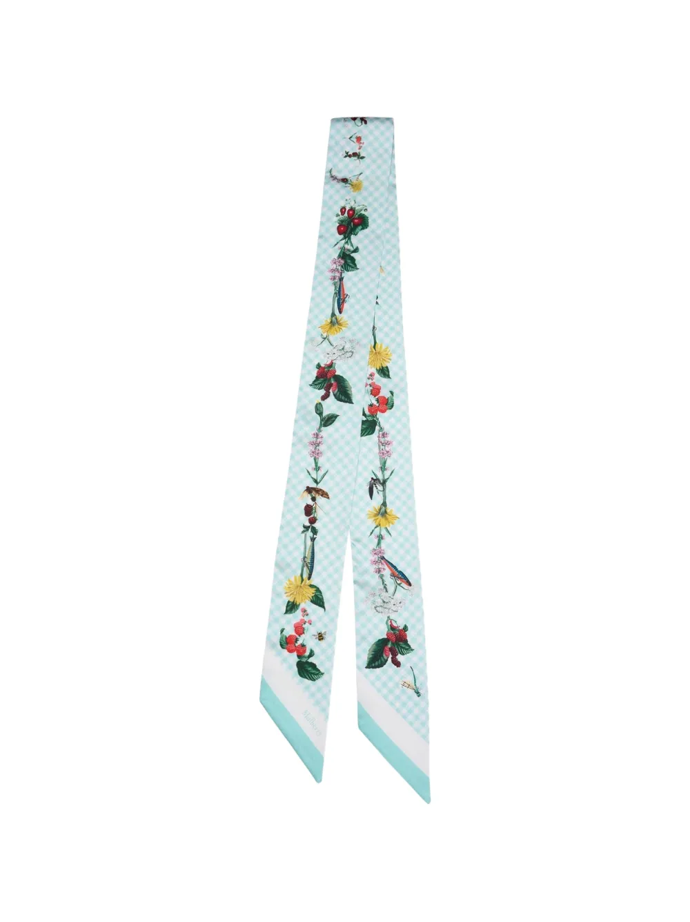 Mulberry floral gingham-print scarf - Blu